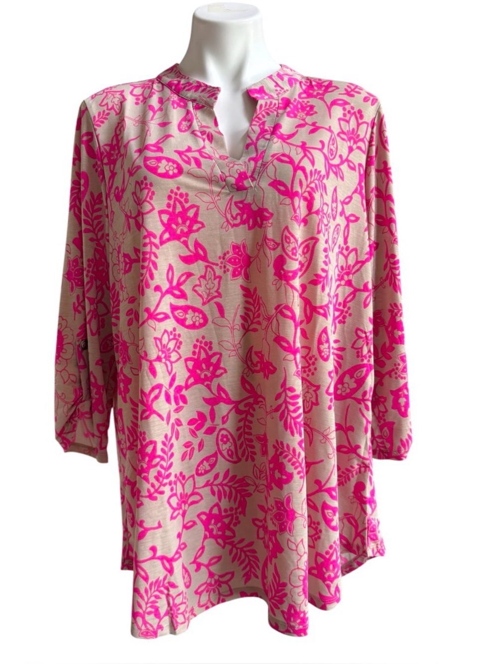 Dear Scarlett Floral Blouse Beige 2X NWT